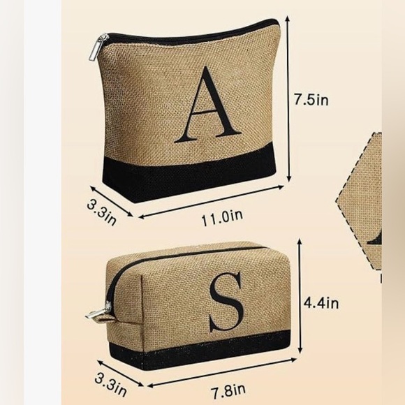 NWOT Jute Tote Bag 3 piece Set with Black Accent Letter J - Picture 11 of 11